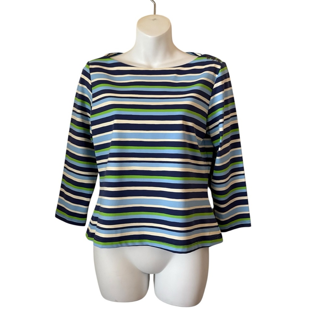 J. McLaughlin Striped Boatneck Top Size M